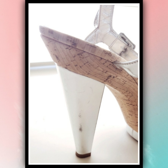 LOUBOUTIN Strappy Silver Cork Heels - Picture 2 of 9